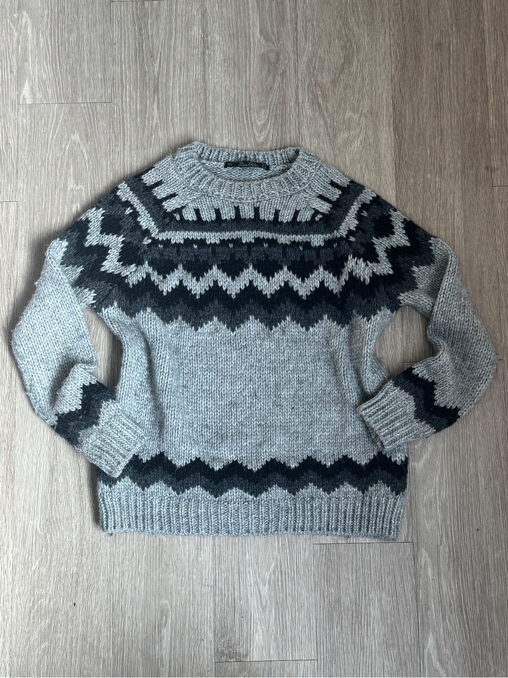 Zara Knit Fair Isle Ski Sweater - Casual Crewneck